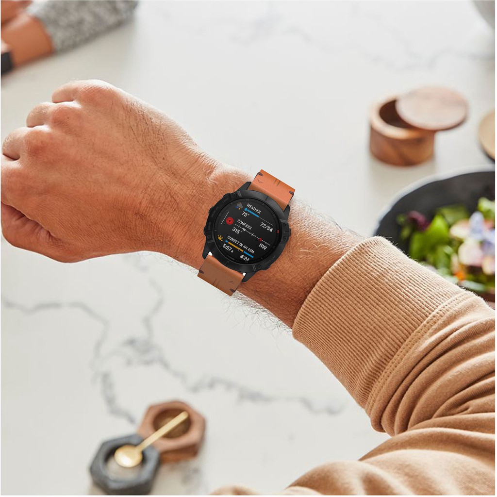 Dây đeo da thật thay thế cho đồng hồ Garmin Fenix 6x / 6x Pro / Fenix 5x / 5x Plus / Fenix 3 / 3 Hr / Fenix 3