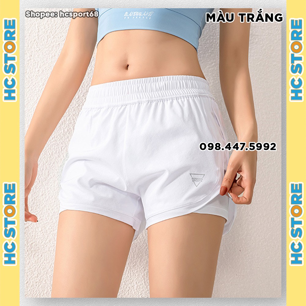 Quần tập gym nữ hai lớp QS05 dáng quần đùi quần short tập thể thao chạy bộ có túi sau - HcSport68