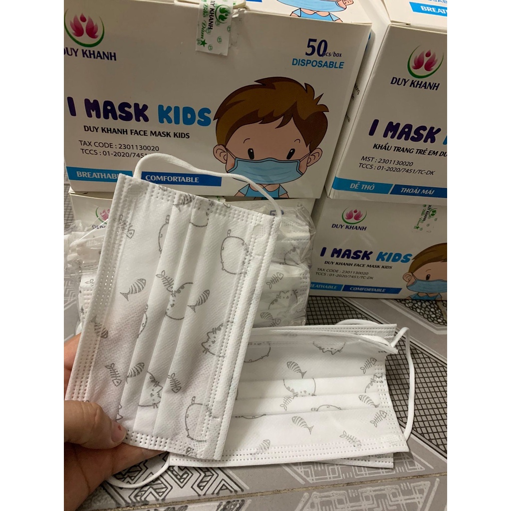 Khẩu trang y tế trẻ em. Hộp 50 cái khẩu trang kháng khuẩn cho bé chaarlie kids