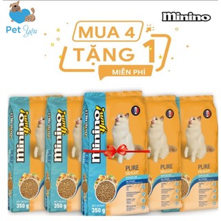 (Mua 4 tặng 1 ) Thức ăn mèo MININO YUM vị HẢI SẢN gói 350gr