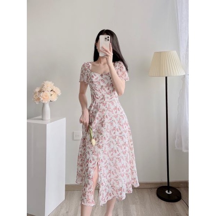 D092 VÁY TRẮNG HOA HỒNG