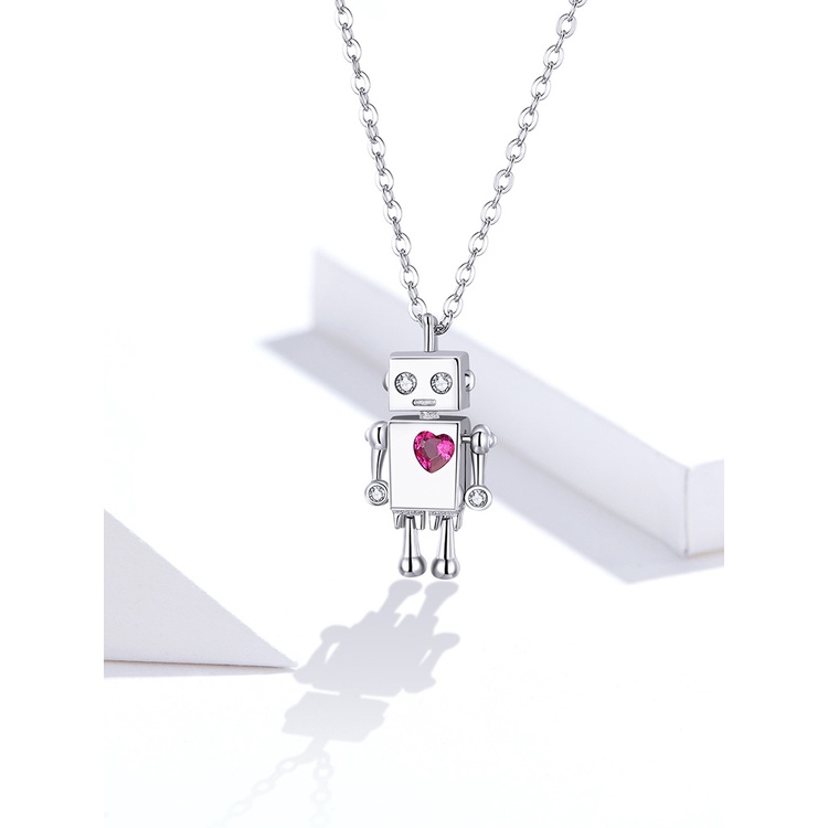 Vòng cổ Bamoer bạc Sterling 925 hình rô bốt trái tim thời trang dùng làm quà tặng cho nữ SCN388