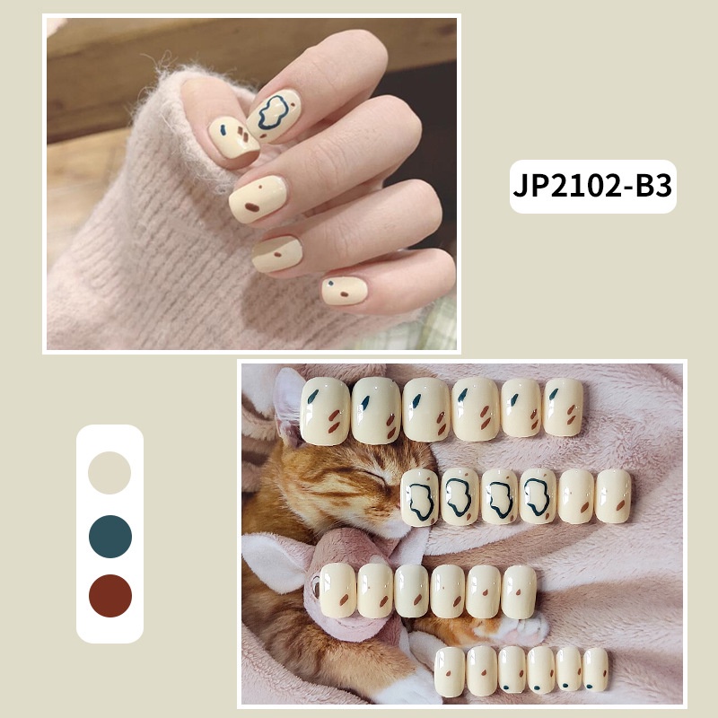 [Hàng mới về] Set 24 móng tay giả thiết kế dài có thể tháo ra tiện dụng