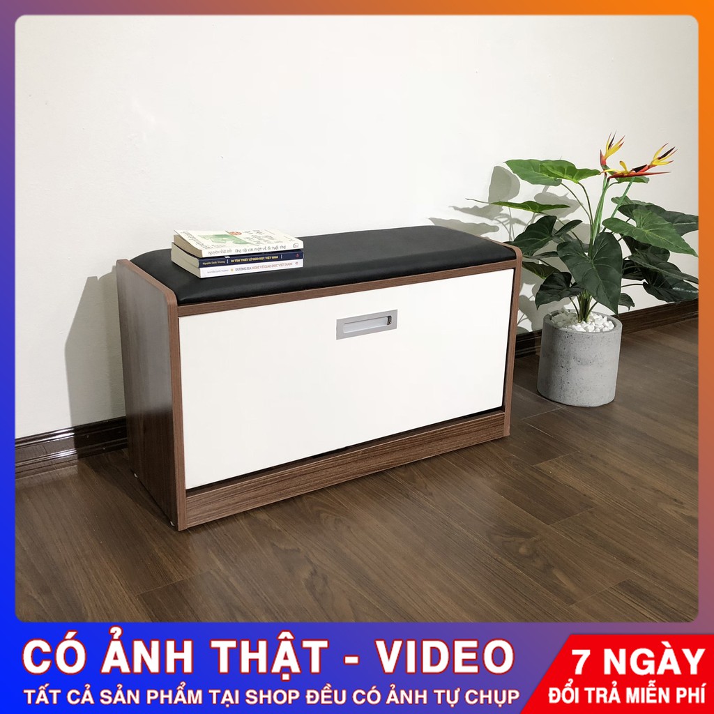 Tủ Giày Gỗ Thông Minh 3 Ngăn Có Ghế Ngồi Tiện dụng Bảo Hành 720 Ngày