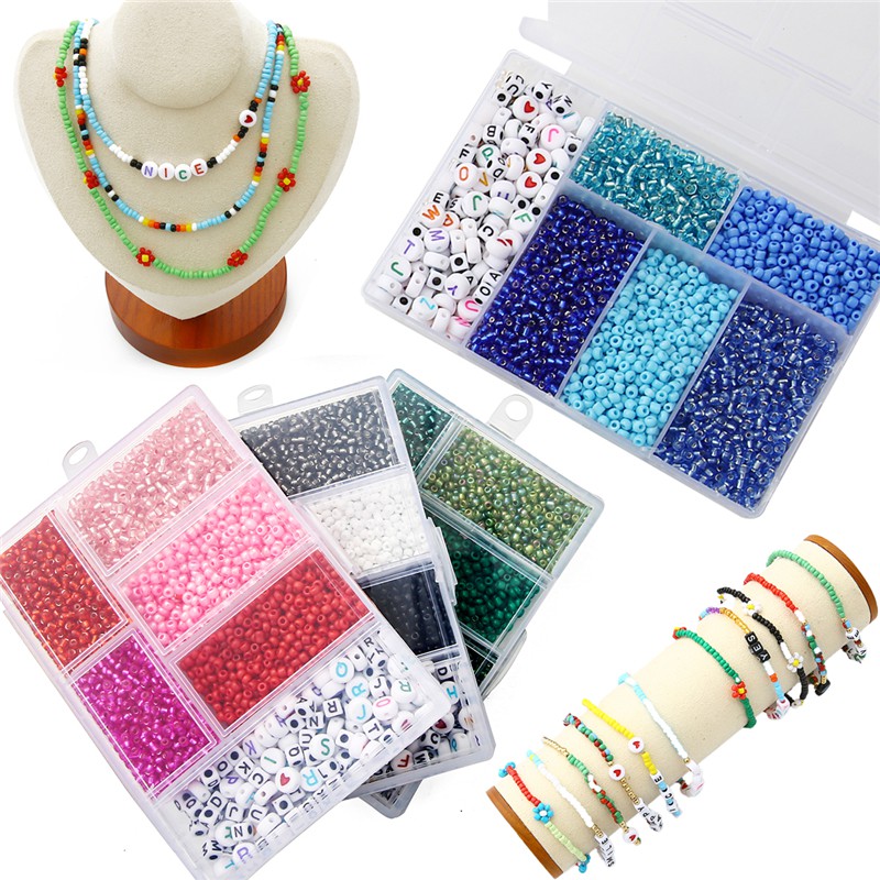 Bộ hạt gạo và chữ cái Beadia kết hợp 3mm dùng làm trang sức mới DIY