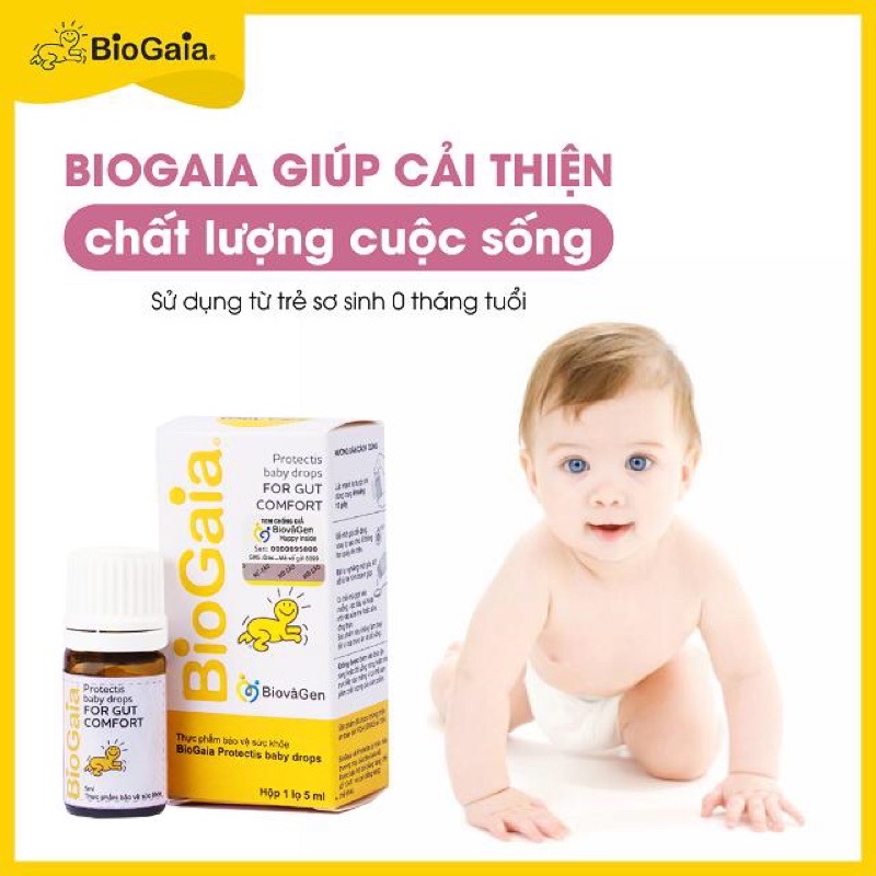 Men vi sinh cho trẻ sơ sinh Biogaia Protectis Drops 5ml và Biogaia 10 viên nhai cho mẹ bầu