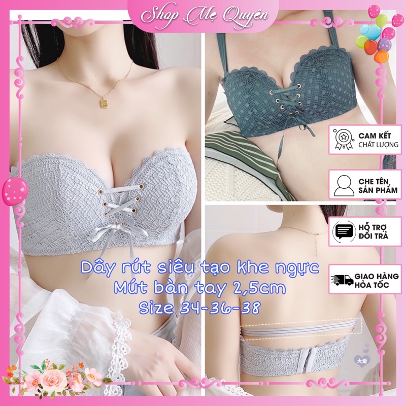 2377- Áo lót ren nữ dây rút tạo khe ngực, mút bàn tay 2cm không gọng nâng ngực, hoạ tiết ren tinh tế quyến rũ cho nàng