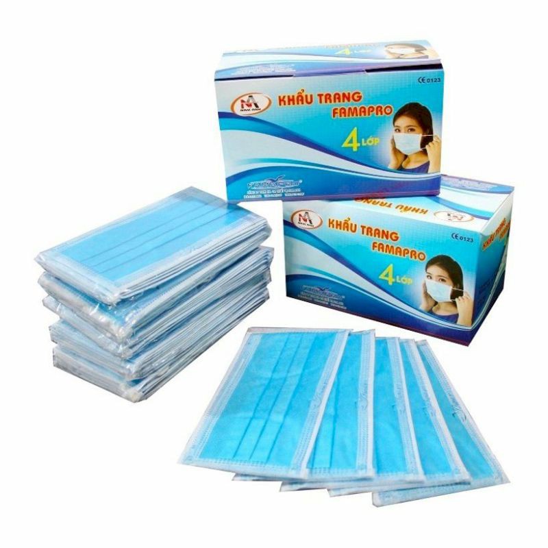 Khẩu trang y tế xanh trắng 4 lớp chuẩn y tế hộp 50 cái hàng kháng khuẩn chất lượng cao | BigBuy360 - bigbuy360.vn