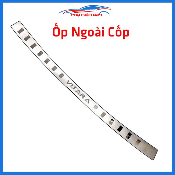 Ốp chống trầy cốp Vitara 2015-2016-2017-2018-2019 inox sáng bóng bảo vệ xe chống va đập