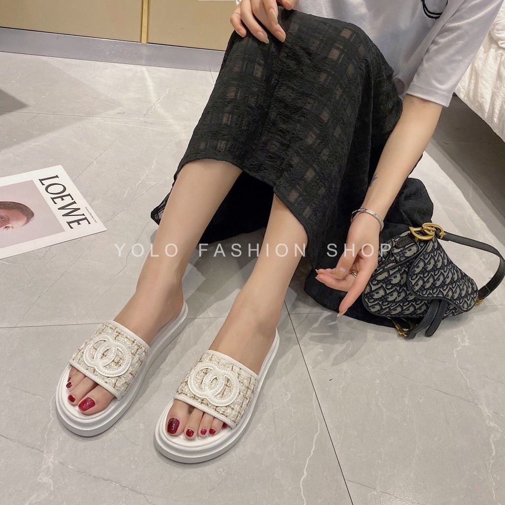 Dép lê nữ quai ngang đế cao 3p phối dạ sang chảnh hàng siêu nhẹ cao cấp chuẩn đẹp - D35