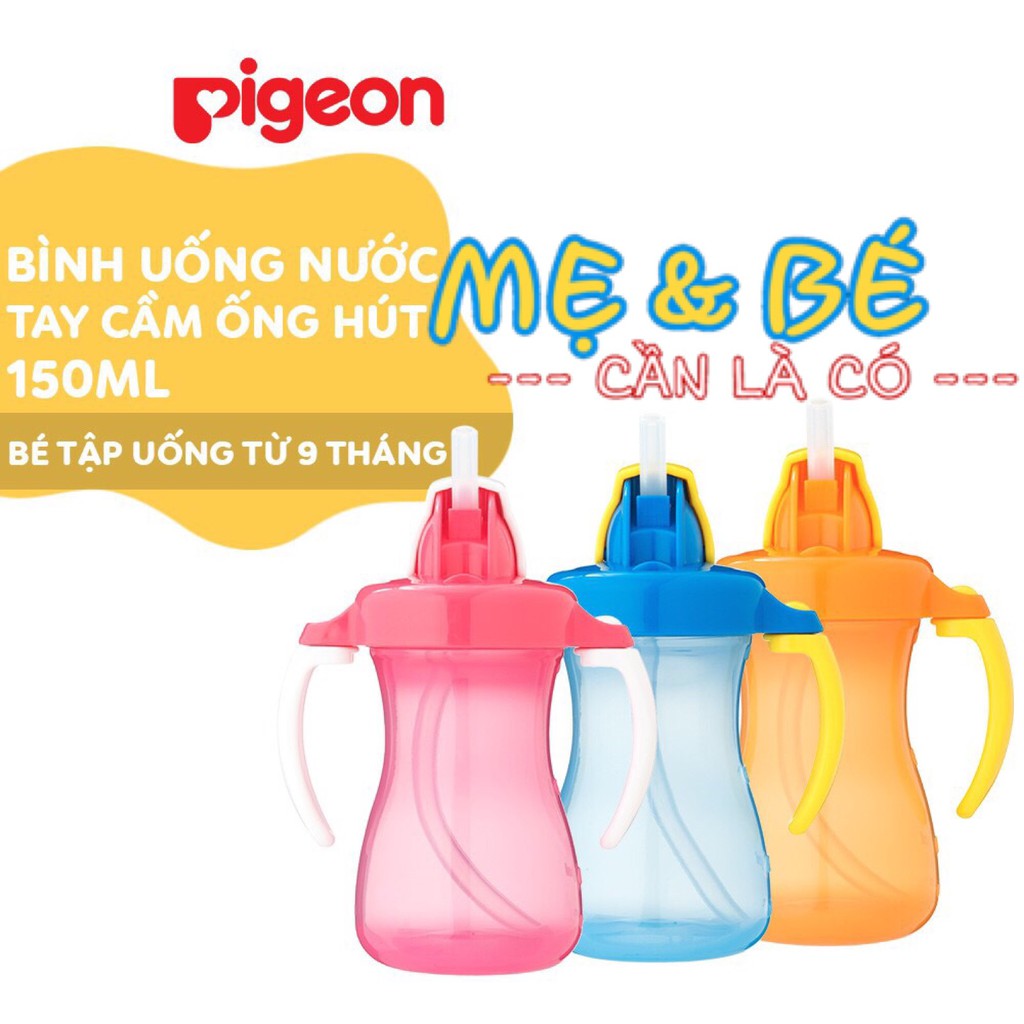 Bình Uống Nước Tay Cầm Có Ống Hút Pigeon 150ml