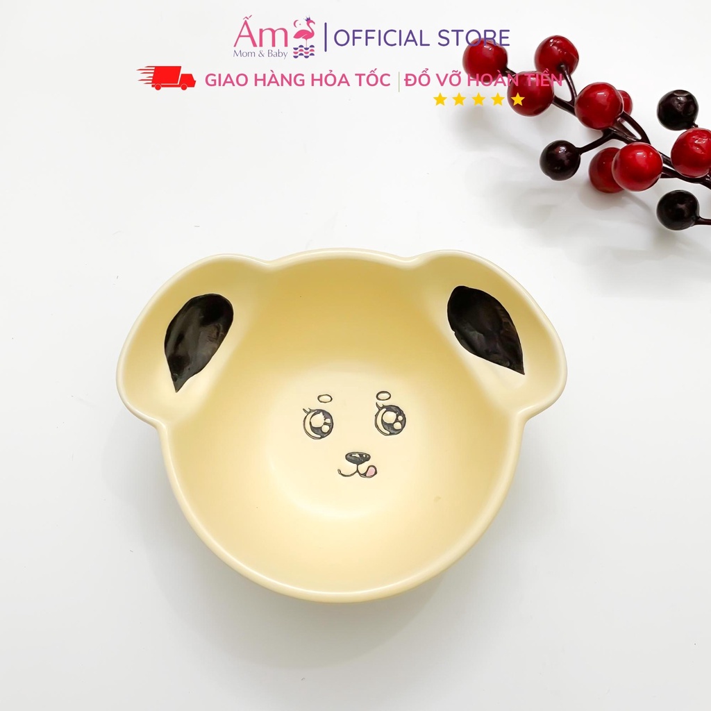 Bát Sứ Ăn Dặm Hình Thú Ngộ Nghĩnh Cho Bé Dung Tích 60ml-120ml Ấm Baby Tập Ăn Kiểu Nhật Từ 5 Tháng Tuổi Ấm Gift Decor