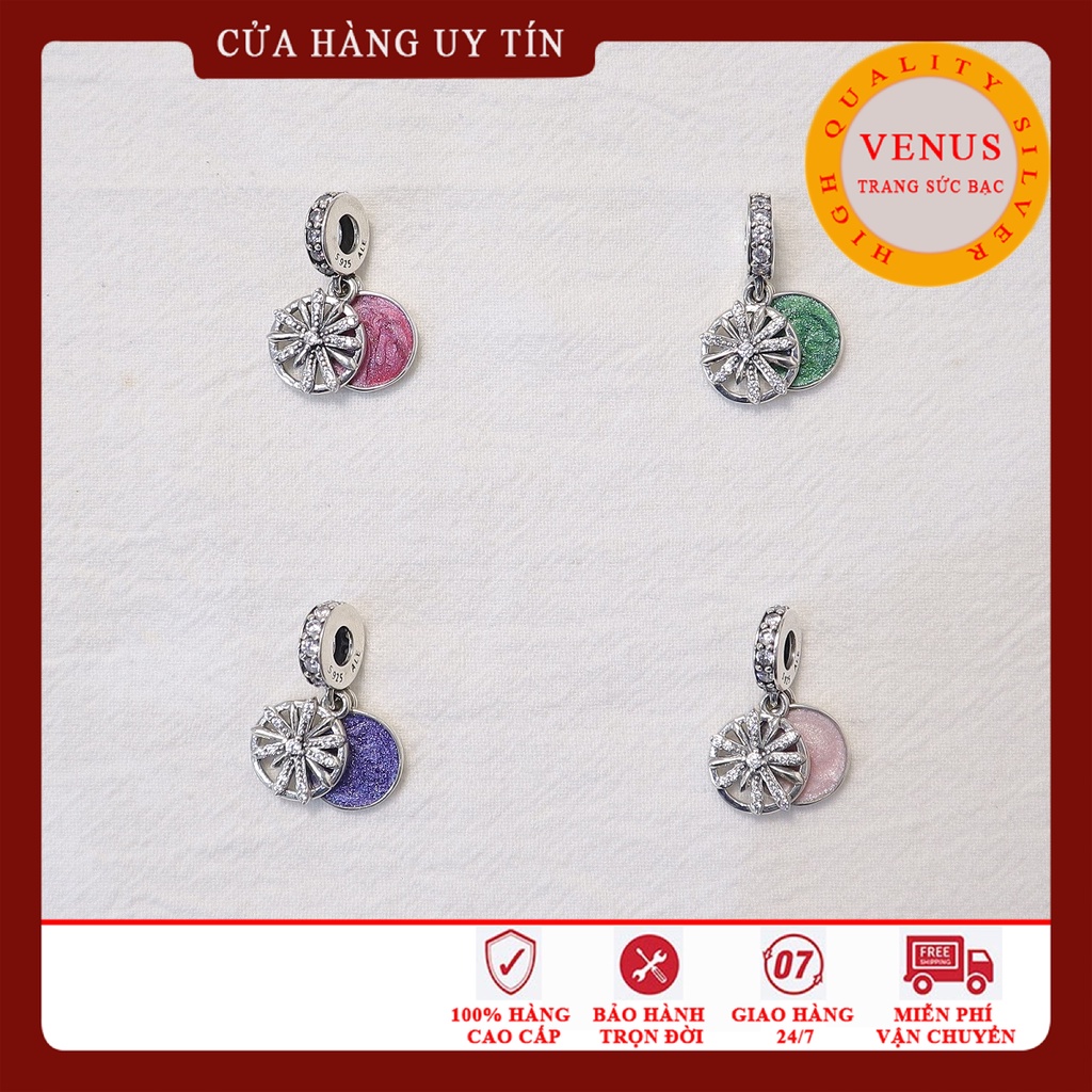 [Charm bạc 925 cao cấp] Charm treo hoa tuyết 4 màu- Mã sản phẩm VENUST3