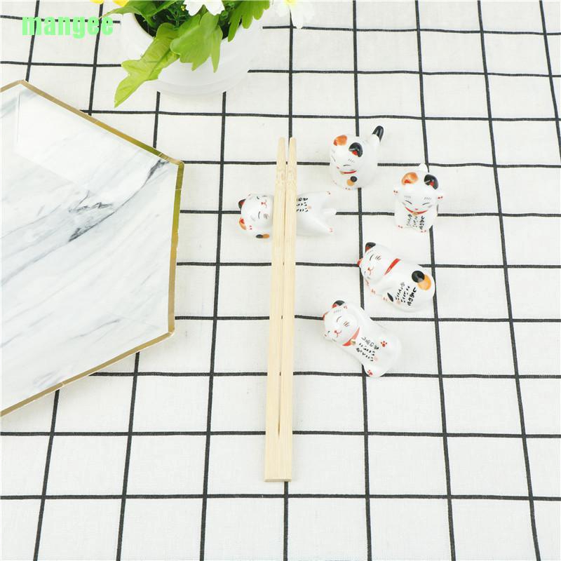 Giá Đỡ Đũa Bằng Gốm Hình Mèo May Mắn Phong Cách Nhật Bản
