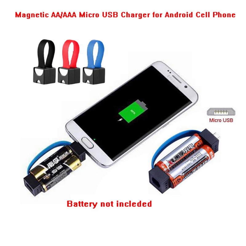 Bộ Sạc Từ Tính Dùng Pin Aa / Aaa Micro Usb Cho Điện Thoại Android