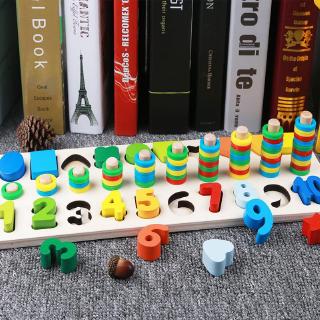 Bộ Giáo Cụ Montessori Cột Tính Học Đếm Và Ghép Chữ Cái Đa Năng Bằng Gỗ Cho Bé