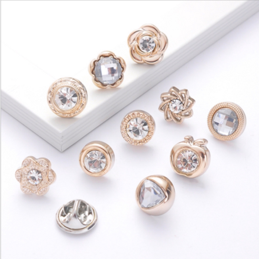 Set 10 ghim cài áo đính đá/ngọc trai nhân tạo nhiều kiểu dáng thanh lịch