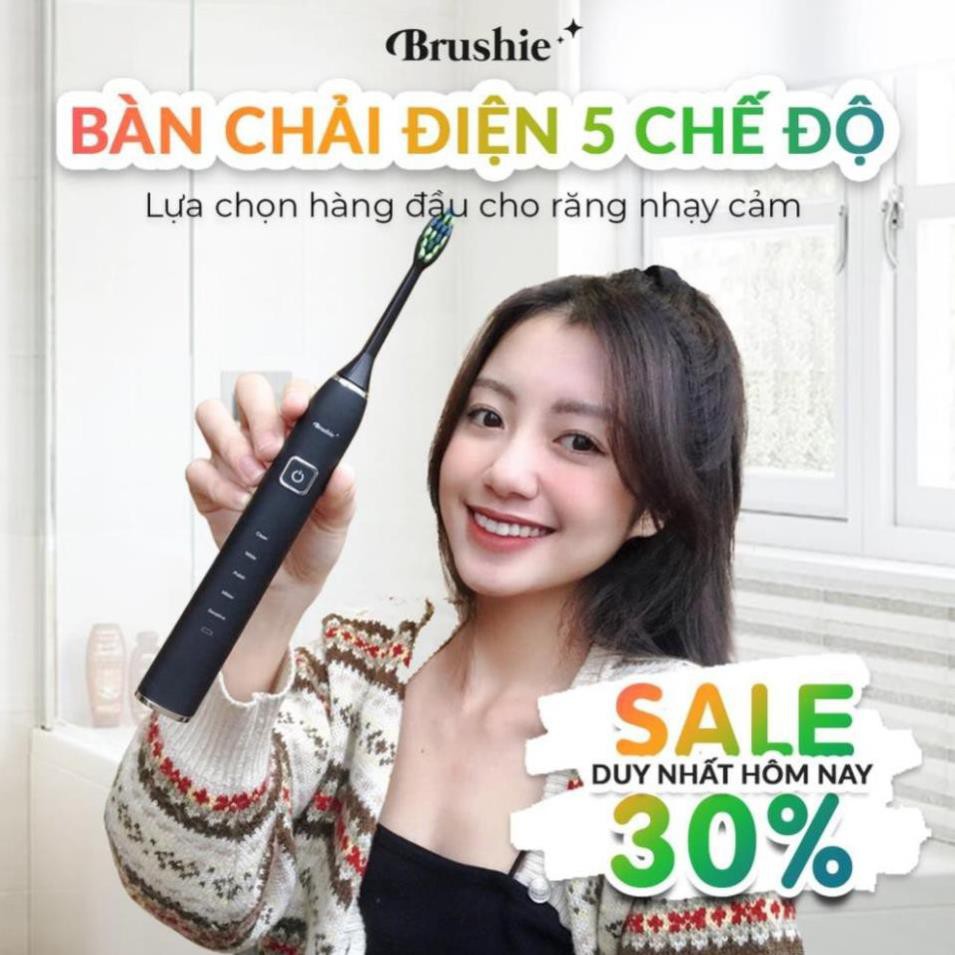 Bàn chải đánh răng điện 3 trong 1 Brushie [QUÀ TẶNG KHỦNG ] - Đánh răng, rửa mặt, chăm sóc nướu | Sạc không dây cao cấp