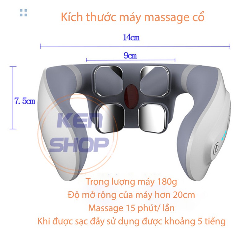 [Freeship + Bảo hành] Máy massage cổ vai gáy PK-718, châm cứu, làm nóng, điều khiển từ xa, 6 chức năng, 18 mức cường độ