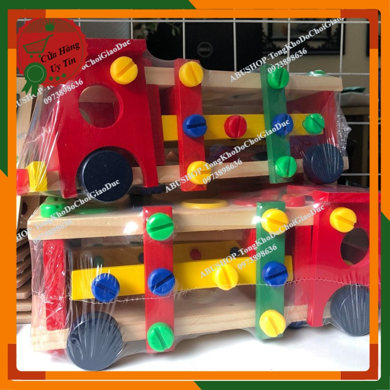 Xe ô tô gỗ Lắp ráp đập bóng cao cấp 3in1