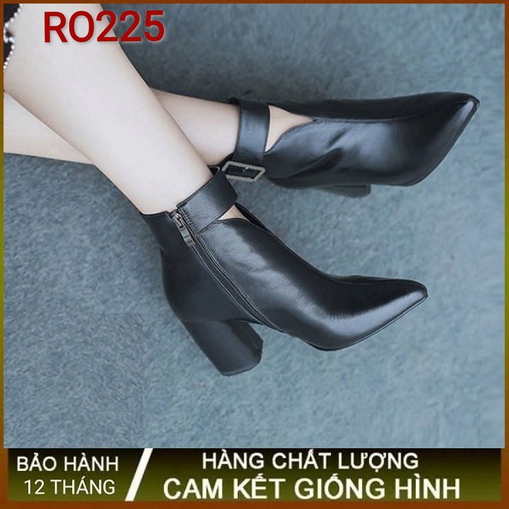 Giày boot bốt nữ cổ thấp 7p hàng hiệu rosata đẹp màu đen ro225