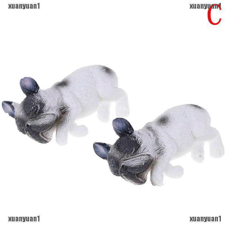 2 mô hình chú chó bull ngủ mini dùng cho trang trí tiểu cảnh
