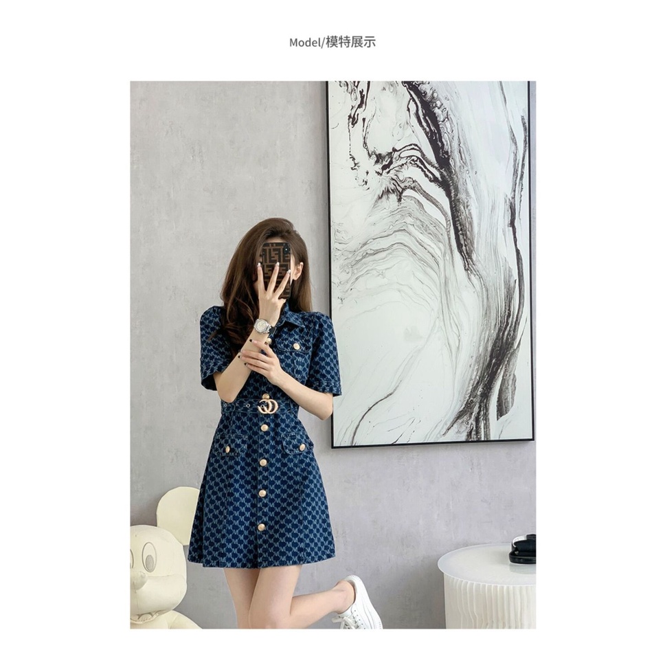 French style small fragrance denim dress 2022 summer new style western style patchwork slim fitting skirt