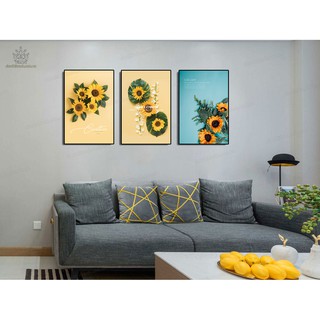 [ TUYỆT ĐẸP ] Bộ Tranh Treo Tường 3 Bức HOA HƯỚNG DƯƠNG Phong Cách Hiện Đại