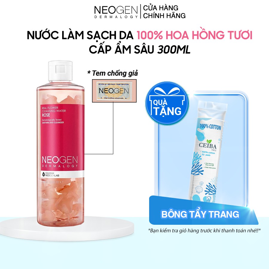 Nước Tẩy Trang Hoa Hồng Làm Sạch Sâu, Siêu Cấp Ẩm Neogen Dermalogy Real Flower Cleansing Water Rose 300ml