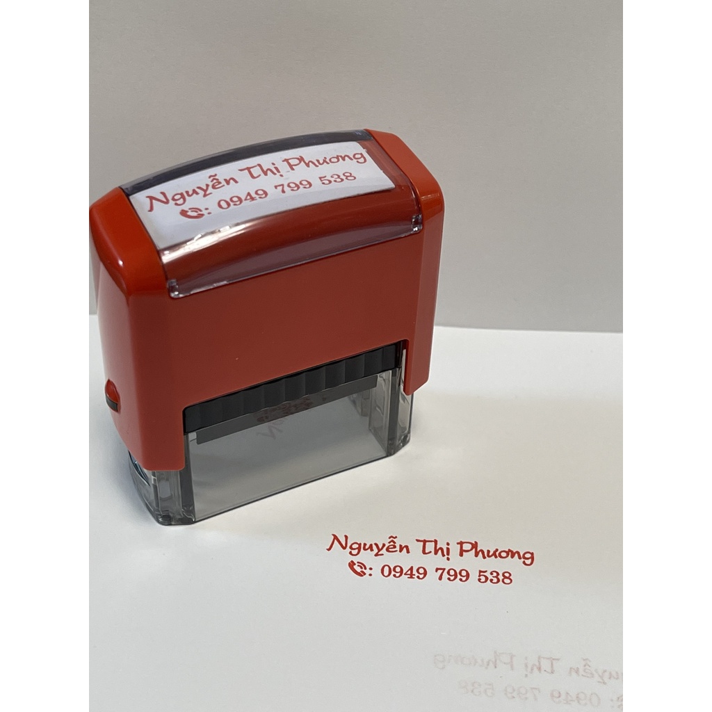 Khắc Con Dấu, Dấu Mộc Tên Kèm Số Điện Thoại Trodat Printy 4911 Màu Mực Đỏ Rõ Nét Nhỏ Gọn Tiện Lợi