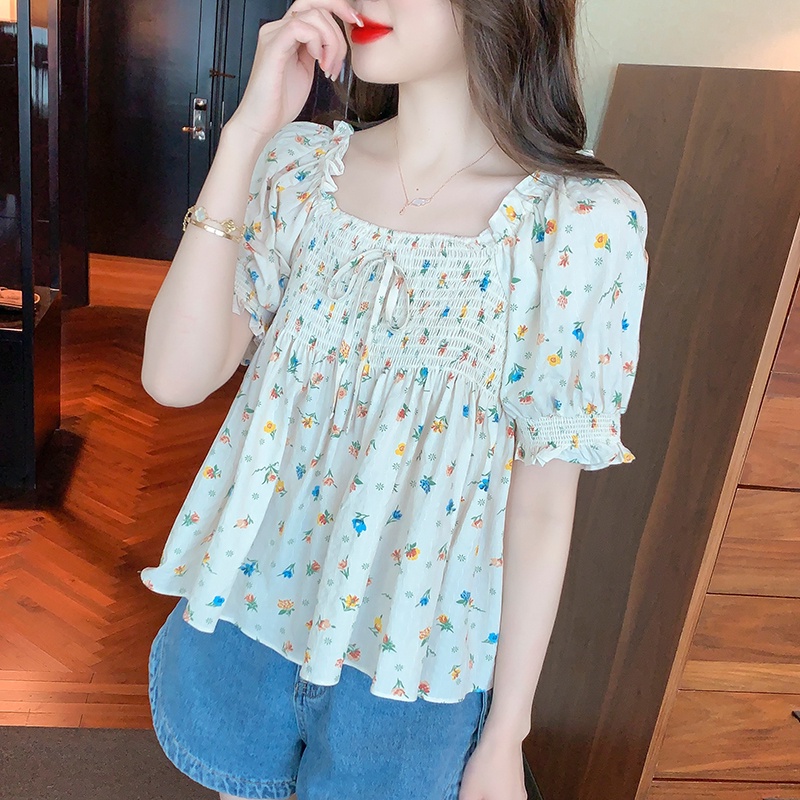 Áo Sơ Mi Chiffon Tay Ngắn Dáng Rộng Che Bụng Thời Trang Mùa Hè Phong Cách Hàn Quốc Mới Cho Nữ
