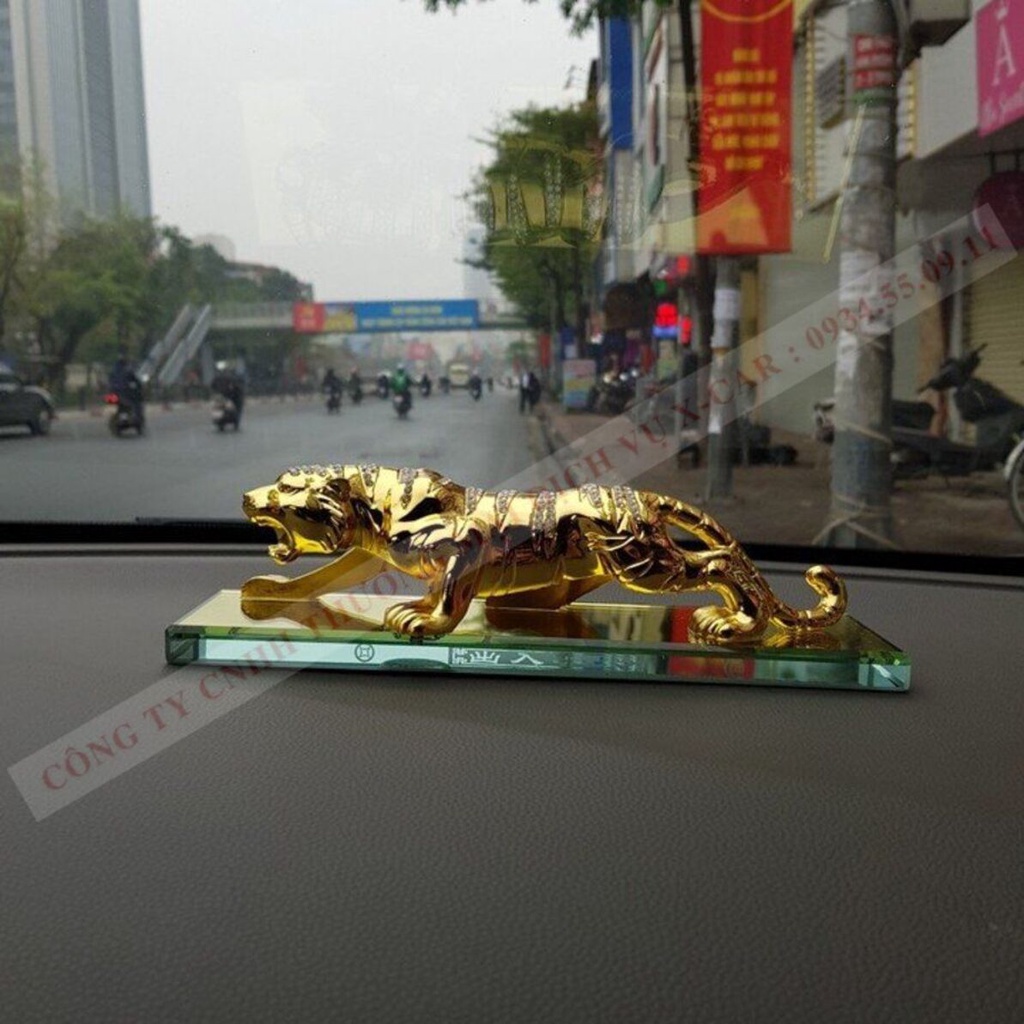 Tượng Hổ vằn đính đá trang trí Taplo Ô Tô Xe Hơi - chúa sơn lâm