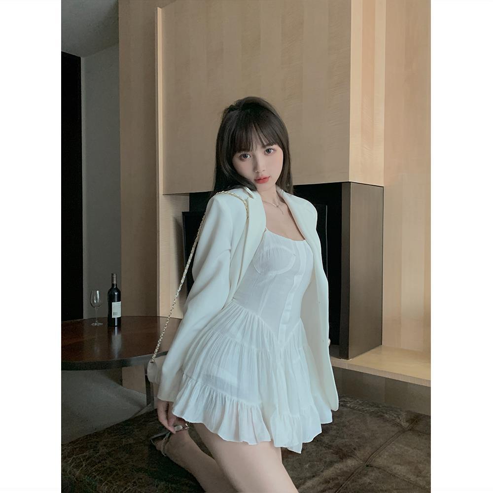 Đầm COZOK không tay phối bèo màu trơn phong cách quyến rũ