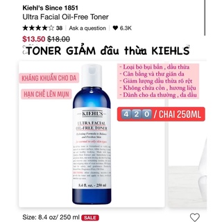 Nước hoa hồng kiehls da dầu