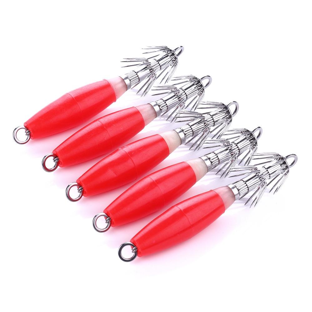 Sét 5 Lưỡi Câu Cá Hengjia Hình Mực Phát Sáng Dạ Quang LCC03 Chuyên Câu Lure Câu Biển Cực Nhạy Và Tiện - Sanami Fishing