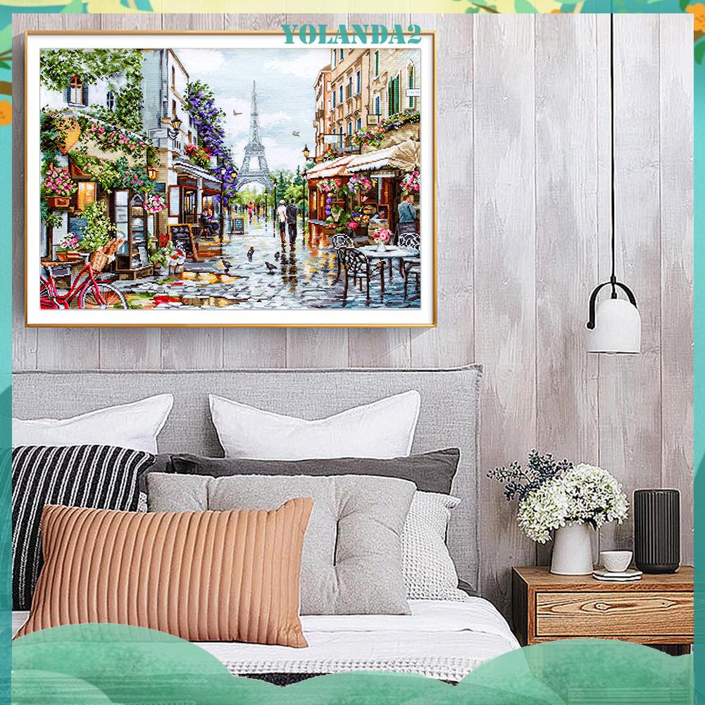 Bộ Tranh Thêu Chữ Thập 11ct Tự Làm Hình Đường Phố Paris