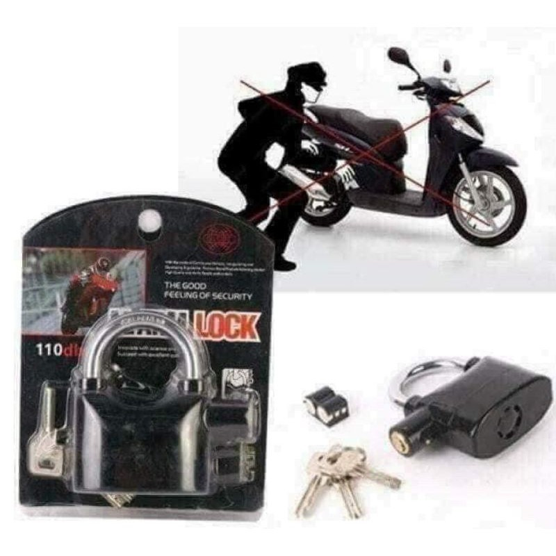 Khóa chống trộm xe máy, nhà. Có còi báo động. Siêu bền, siêu khỏe, siêu chắc.