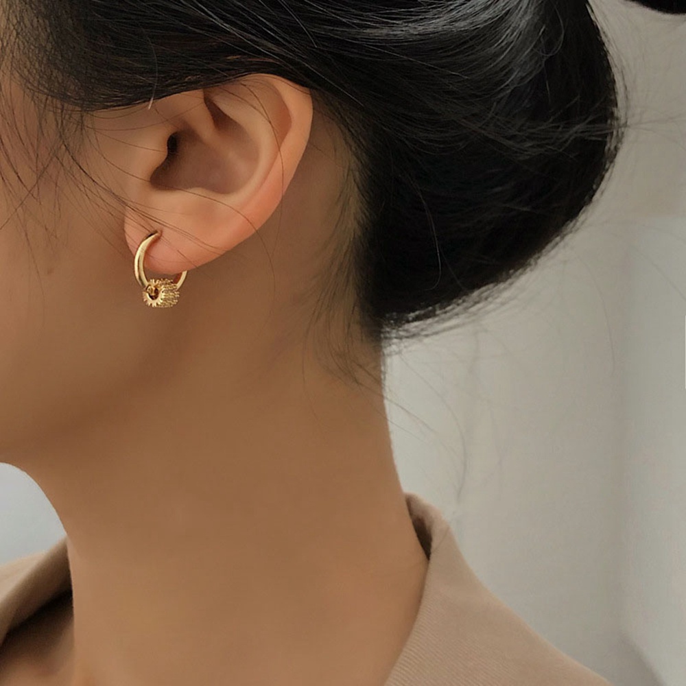 Hoa tai khoen tròn bằng hợp kim mạ phong cách cổ điển sành điệu cho nữ