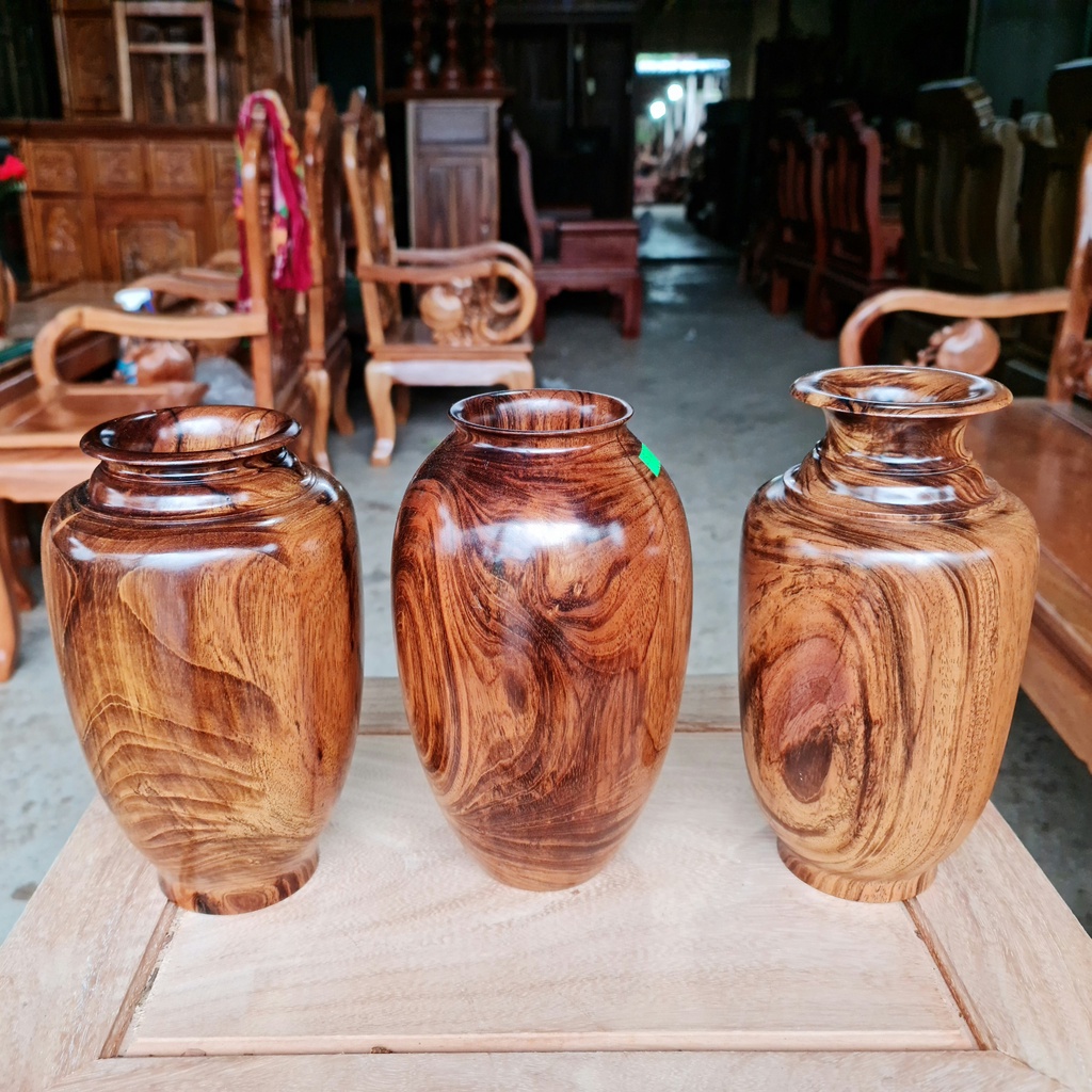 Bình hoa decor, lọ hoa gỗ gụ tự nhiên decor trang trí nhà cửa phòng khách