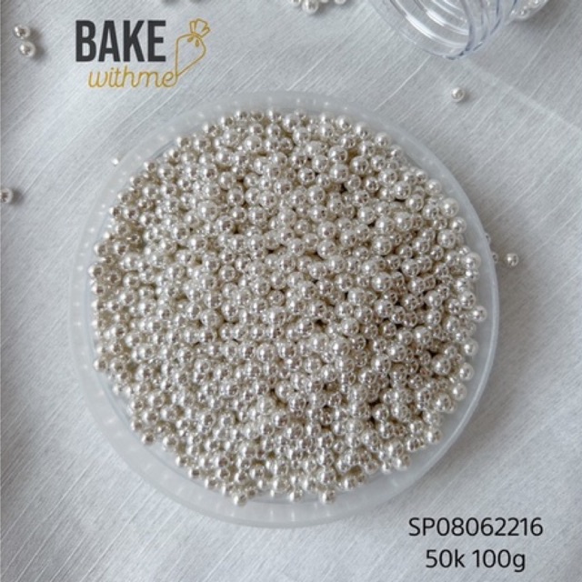 Kẹo trang trí bi tròn màu bạc kích cỡ 2mm, 4mm, 6mm, 8mm, cốm rắc các loại bánh sinh nhật, donut, cupcake