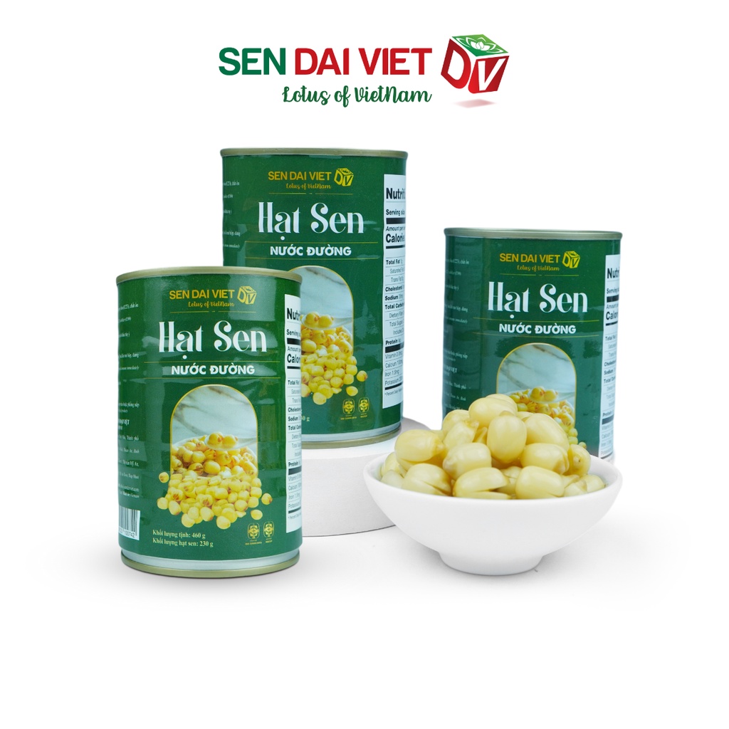 [3 Lon]Hạt Sen Nước Đường-Thơm Ngon,Dễ Dàng Sử Dụng-Sen Đại Việt-Lon 460g