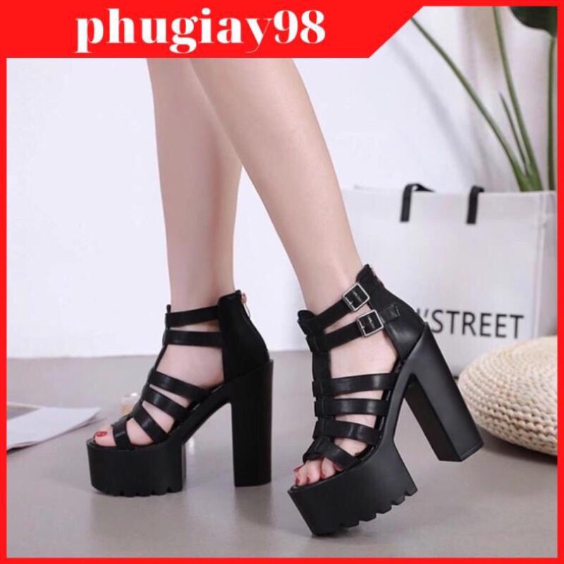 Giầy Cao gót 15cm quai đan chéo gót vuông siêu nhẹ và êm hàng nhập cao cấp (Hàng ORDER)