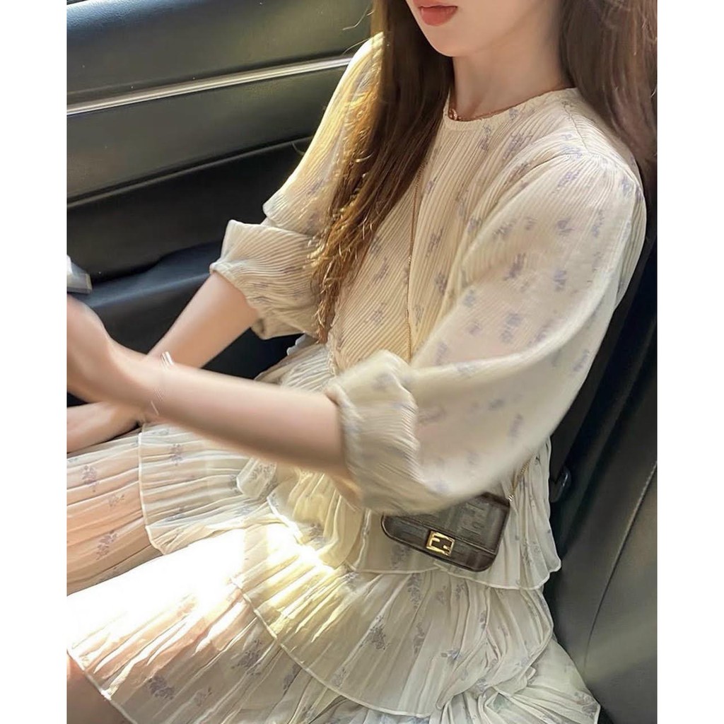 🎁🎁 Đầm tầng hoa nhí xếp ly