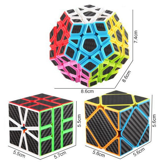 Bộ Sưu Tập Rubik CarBon 2x2 3x3 4x4 5x5 Pyraminx Megaminx Skewb Square-1 Tam Giác 12 Mặt Rubic