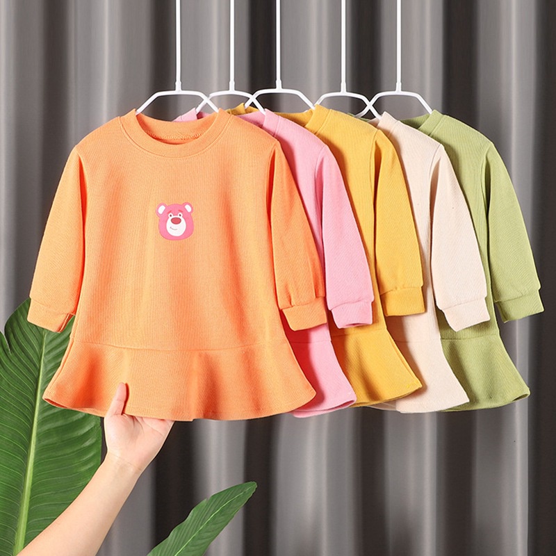 Đầm sweater tay dài cổ tròn thời trang mùa thu cho bé gái