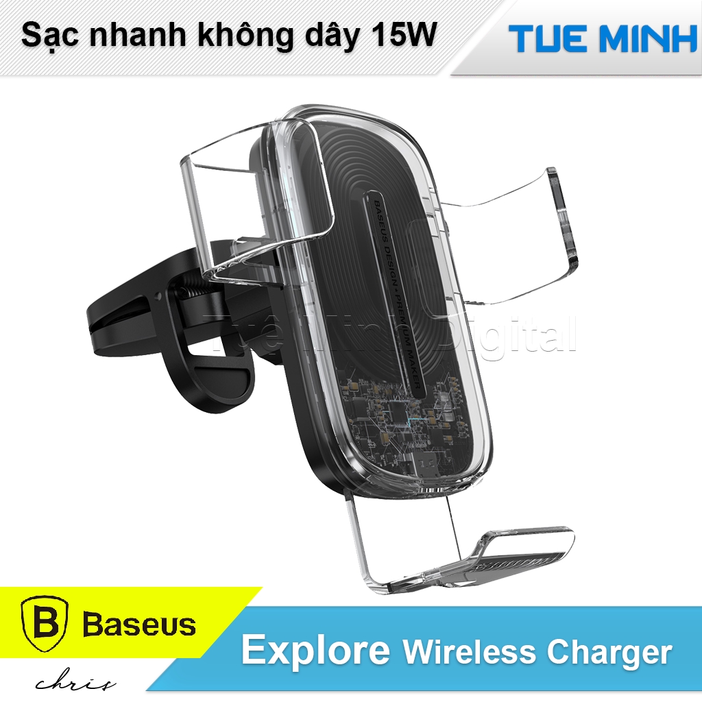 Giá kê điện thoại kiêm sạc không dây 15W Baseus Explorer Wireless Charger Gravity Car Mount