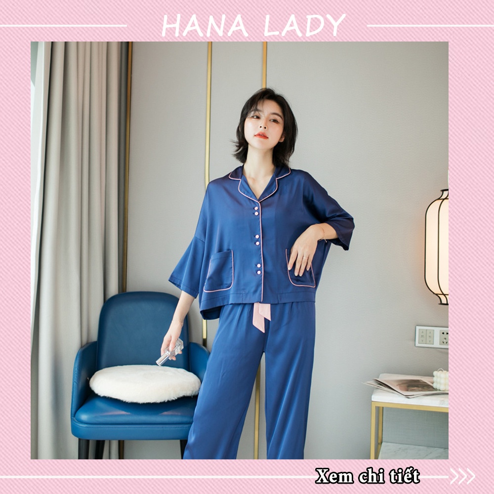 Đồ ngủ, đồ bộ nữ pijama lụa cao cấp cánh dơi trơn sang chảnh PJ470