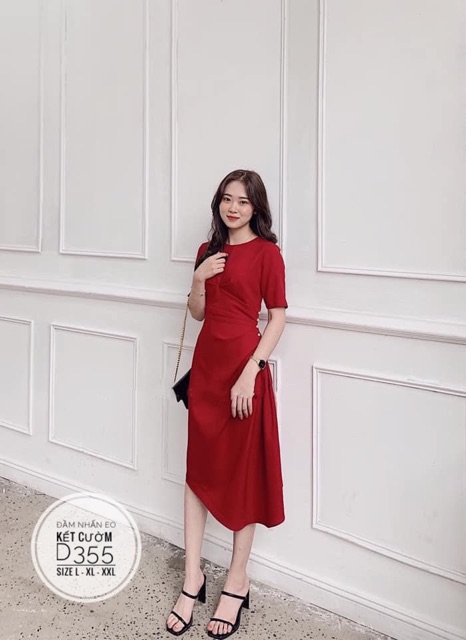 Bigsize Đầm nhấn eo kết cườm D355