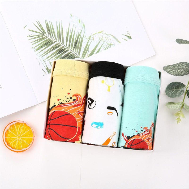 Hộp 3 quần lót dạng đùi Boxer bé trai Hàn Quốc 100% cotton mẫu Bóng Rổ