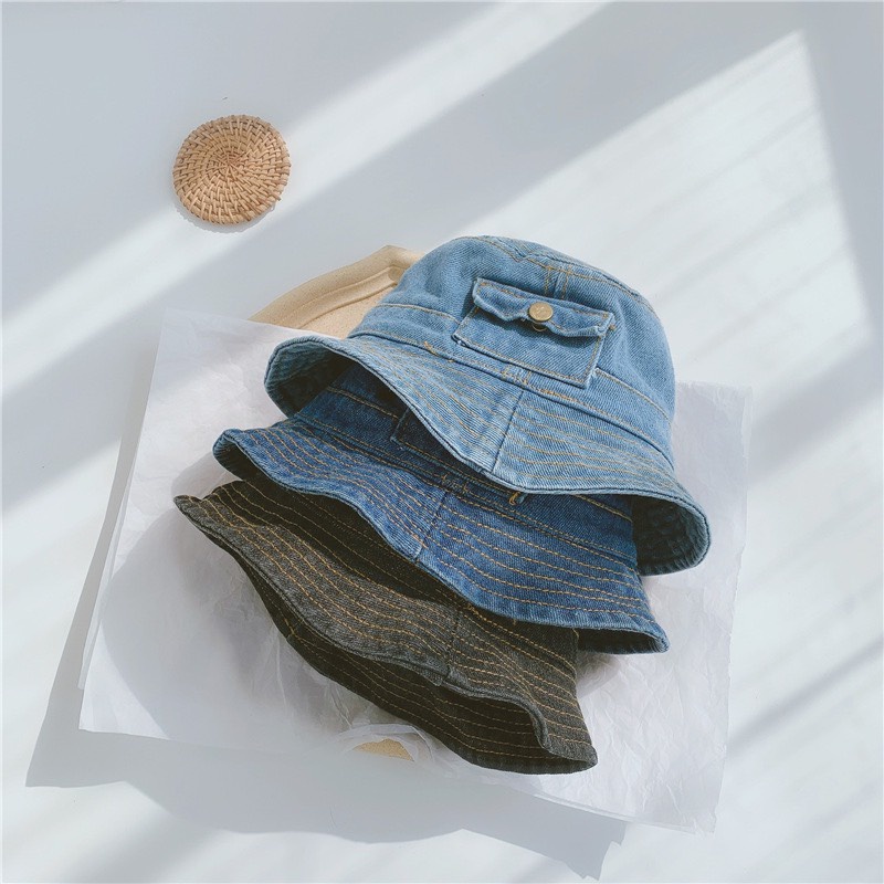 Mũ bucket jean denim cho bé trai và gái